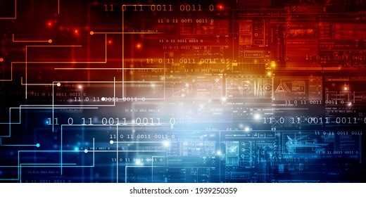 2d Illustration Abstract Futuristic Electronic Circuit Technology Background
