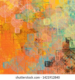 2d illustration. Abstract geometric pattern. Modern art drawing. Digital texture.