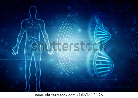 2d illustration Abstract model of human body of DNA molecule