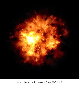 2d Illustration Of A Big Fire Explosion