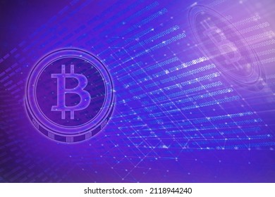 2d Illustration Bitcoin Digital Currency, Futuristic Digital Money, Futuristic Digital Innovation Background  
