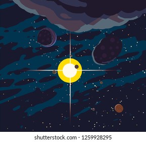 2d Illustration Cartoon Space Background Picture Stock Illustration ...