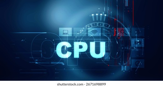 2d illustration Central Processing Unit
