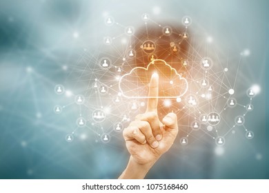 2d illustration cloud Business Network 
