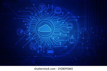 2d Illustration Of Cloud Computing, Cloud Computing Concept, Cloud Computing Data Base Technology Internet Concept Background