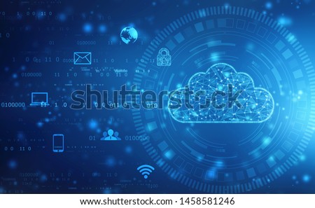 2d illustration of  Cloud computing, Cloud Computing Concept , Abstract cloud connection technology background,internet data storage, database and mobile server concept