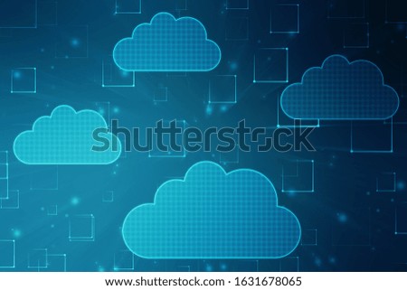 2d illustration of Cloud computing, Cloud Computing Concept, Cloud computing technology internet concept background