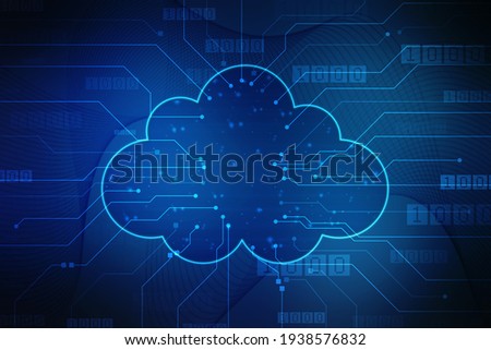 2d illustration of Cloud computing, Cloud Computing Concept, Cloud computing technology internet concept background