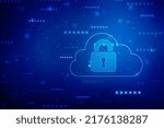 2d illustration of Cloud computing, Digital Cloud computing Concept background. Cyber technology, internet data storage, database and data server concept