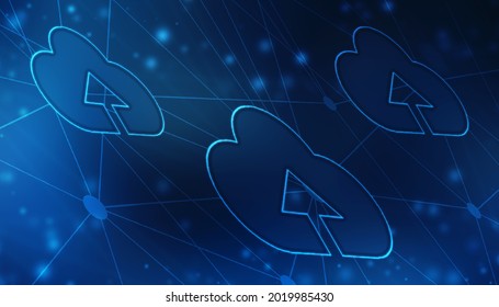 2d illustration of Cloud computing, Digital Cloud computing Concept background. Cyber technology, internet data storage, database and data server concept