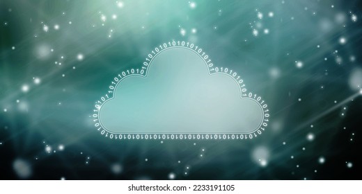 2d illustration of Cloud computing, Digital Cloud computing Concept background. Cyber technology, internet data storage, database and data server concept
