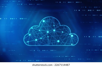 2d illustration of Cloud computing, Digital Cloud computing Concept background. Cyber technology, internet data storage, database and data server concept