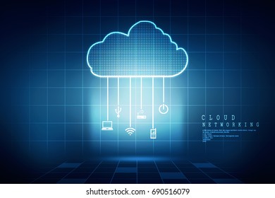 2d illustration concept of cloud computing technology
