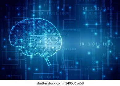 2d illustration Concept of thinking, background with brain, Abstract Artificial intelligence. Technology web background
