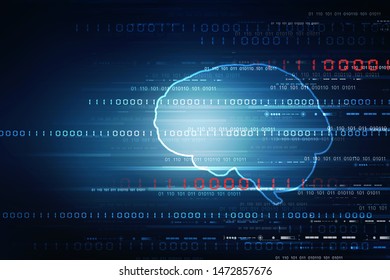 2d illustration Concept of thinking, background with brain, Abstract Artificial intelligence. Technology web background