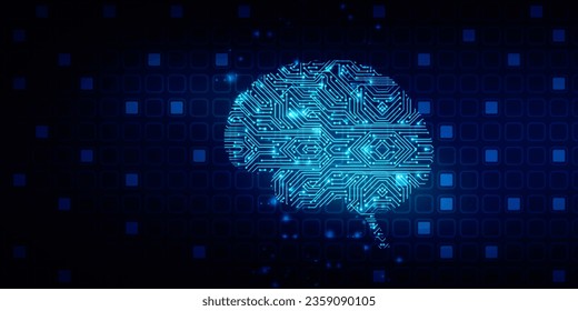 2d illustration Concept of thinking, background with brain, Abstract Artificial intelligence. Technology web background