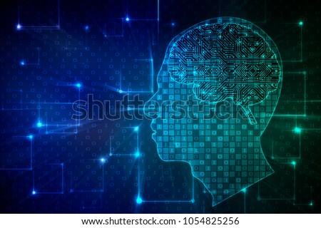 2d illustration Concept of thinking, background with brain, Abstract Artificial intelligence. Technology web background
