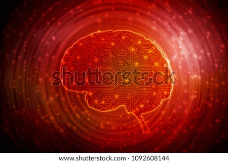 2d illustration Concept of thinking, background with brain, Abstract Artificial intelligence. Technology web background