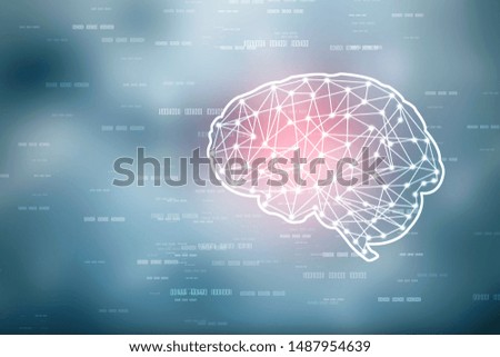 2d illustration Concept of thinking, background with brain, Abstract Artificial intelligence. Technology web background