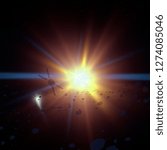 2d illustration. Deep interstellar space background. Bright stars flash, planets, moons and comets. Various science fiction creative backdrops. Space art.