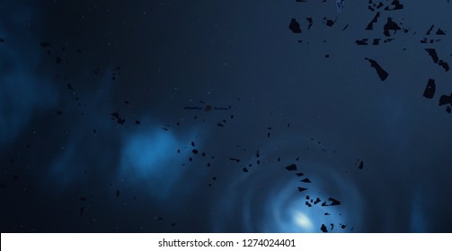 2d illustration. Deep interstellar space background. Bright stars flash, planets, moons and comets. Various science fiction creative backdrops. Space art.