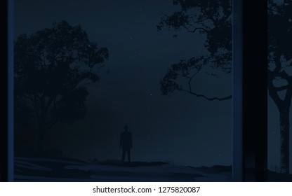 2d illustration. Deep interstellar space background. Bright stars flash, planets, moons and comets. Various science fiction creative backdrops. Space art.