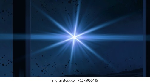 2d illustration. Deep interstellar space background. Bright stars flash, planets, moons and comets. Various science fiction creative backdrops. Space art.