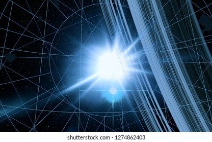 2d illustration. Deep vast space. Bright stars, planets, moons. Various science fiction creative backdrops. Space art. Alien solar systems. Distant space. Realistic background cosmos. - Shutterstock ID 1274862403