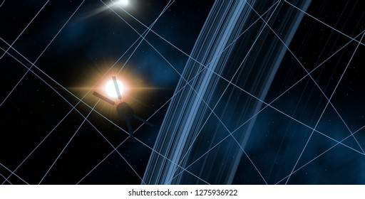 2d illustration. Deep vast space. Bright stars, planets, moons. Various science fiction creative backdrops. Space art. Alien solar systems. Distant space. Realistic background cosmos.