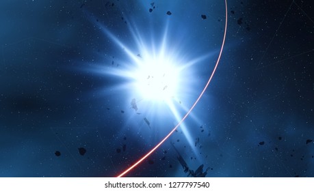 2d illustration. Deep vast space. Bright stars, planets, moons. Various science fiction creative backdrops. Space art. Alien solar systems. Distant space. Realistic background deep cosmos.