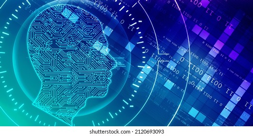 2d illustration digital Artificial mind concept
