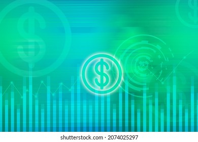 2d Illustration Dollar Gold Coin Bussiness Background Concept
