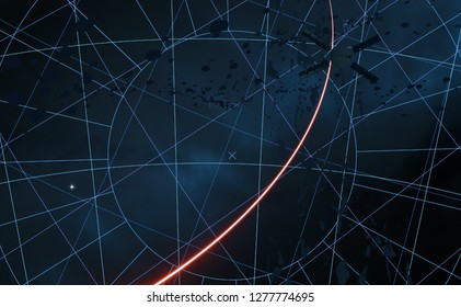 2d illustration. Empty interstellar space background. Bright stars flash, planets, moons and comets. Various science fiction creative backdrops. Space art.