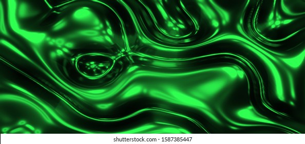 2d illustration of green liquid abstract organic form background, wallpaper 4k resolution