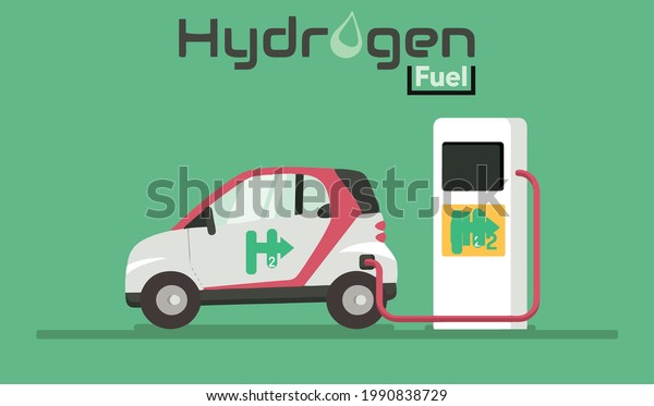 2d\
illustration hydrogen fuel car future\
concept