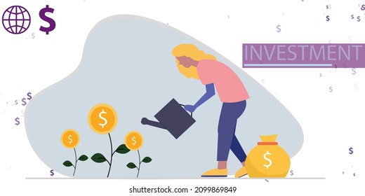 2d Illustration Money Investment Concept