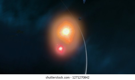 2d illustration. Realistic star pattern background. Deep interstellar space. Bright stars, planets and moons. Various science fiction creative backdrops. Space art. Imaginary cosmic backdrop.