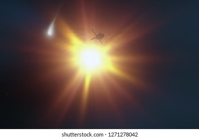 2d illustration. Realistic star pattern background. Deep interstellar space. Bright stars, planets and moons. Various science fiction creative backdrops. Space art. Imaginary cosmic backdrop.