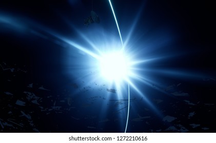 2d illustration. Realistic star pattern background. Deep interstellar space. Bright stars, planets and moons. Various science fiction creative backdrops. Space art. Imaginary cosmic backdrop.