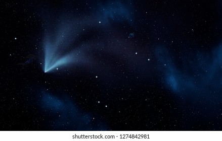 2d illustration. Realistic star pattern background. Deep interstellar space. Bright stars flash, planets, moons. Various science fiction creative backdrops. Space art. Imaginary cosmic backdrop.