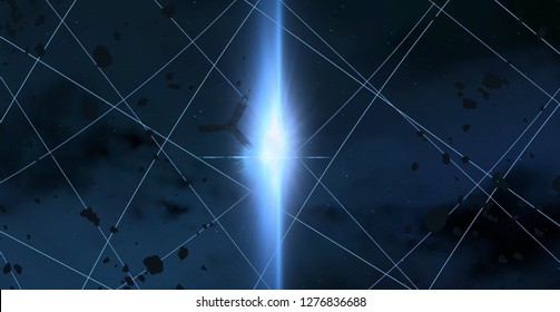 2d illustration. Realistic star pattern background. Empty interstellar space. Bright stars flash, planets, moons. Various science fiction creative backdrops. Space art. Imaginary cosmic backdrop.