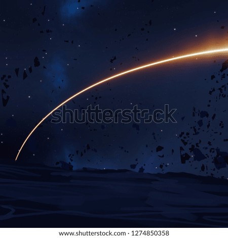 2d illustration. Realistic star pattern background. Deep interstellar space. Bright stars flash, planets, moons. Various science fiction creative backdrops. Space art. Imaginary cosmic backdrop.