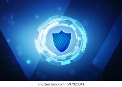 2d illustration Security concept - shield on digital code background - Shutterstock ID 597328841