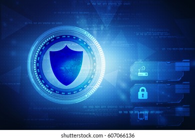 2d illustration Security concept - shield on digital code background - Shutterstock ID 607066136