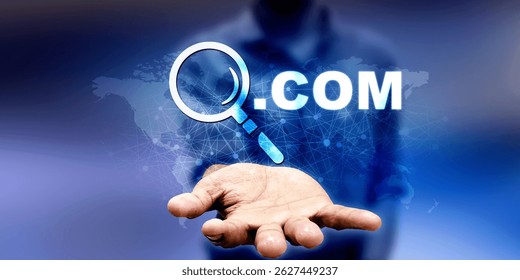 2d illustration word dot com with lens

