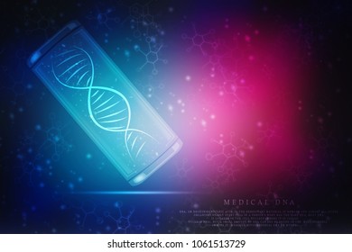 2d render of DNA structure, abstract background