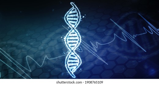 2d Render Of Dna Structure, Abstract Background
