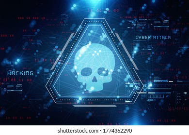 2d rendering Digital skull and crossbones on binary code
