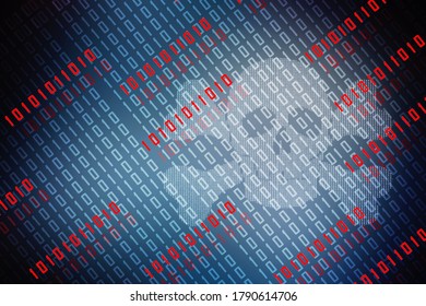 2d rendering Digital skull and crossbones on binary code
