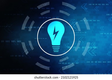 2d rendering led light bulb with power sign